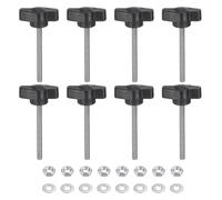 sourcing map 8pcs Tee Wing Knobs M4 x 40mm Metric 304 Stainless Steel Threaded Stud 27mm Z/T Head Plastic Handles Thumb Screws Hand Clamping Knob Grip Thumbscrew with Nuts Washers, Black