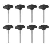 sourcing map 8pcs Tee Wing Knobs M5 x 50mm Metric Male Threaded Stud T Head Plastic Knob Handles Thumb Screws Hand Clamping Tightening Knob Grip Thumbscrew, Black