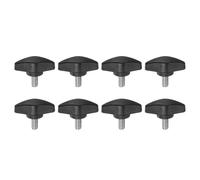 sourcing map 8pcs Tee Wing Knobs M6 x 12mm Metric Male Threaded Stud T Head Plastic Knob Handles Thumb Screws Hand Clamping Tightening Knob Grip Thumbscrew, Black