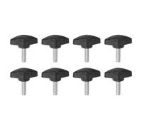 sourcing map 8pcs Tee Wing Knobs M6 x 20mm Metric Male Threaded Stud T Head Plastic Knob Handles Thumb Screws Hand Clamping Tightening Knob Grip Thumbscrew, Black