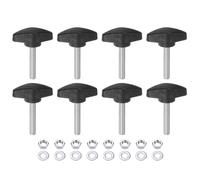 sourcing map 8pcs Tee Wing Knobs M6 x 35mm Metric Thread 36mm T Head Plastic Handles Thumb Screws Hand Clamping Threaded Stud Knob Grip Thumbscrew with Nuts Washers, Black