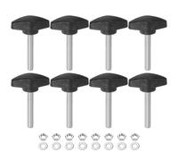 sourcing map 8pcs Tee Wing Knobs M6 x 40mm Metric Thread 36mm T Head Plastic Handles Thumb Screws Hand Clamping Threaded Stud Knob Grip Thumbscrew with Nuts Washers, Black
