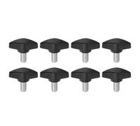sourcing map 8pcs Tee Wing Knobs M8 x 14mm Metric Male Threaded Stud T Head Plastic Knob Handles Thumb Screws Hand Clamping Tightening Knob Grip Thumbscrew, Black