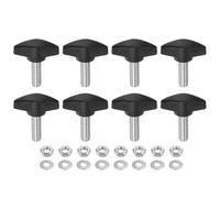 sourcing map 8pcs Tee Wing Knobs M8 x 20mm Metric Thread 36mm T Head Plastic Handles Thumb Screws Hand Clamping Threaded Stud Knob Grip Thumbscrew with Nuts Washers, Black