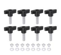 sourcing map 8pcs Tee Wing Knobs M8 x 30mm Metric Thread 36mm Z/T Head Plastic Handles Thumb Screws Hand Clamping Threaded Stud Knob Grip Thumbscrew with Nuts Washers, Black