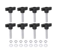 sourcing map 8pcs Tee Wing Knobs M8 x 40mm Metric Thread 36mm Z/T Head Plastic Handles Thumb Screws Hand Clamping Threaded Stud Knob Grip Thumbscrew with Nuts Washers, Black