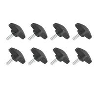 sourcing map 8Pcs Tee Wing Knobs Thumb Screws, M5 x 16mm Clamping Screw Knob Male Thread Carbon Steel T Shaped Thumb Screws Handle 36mm Dia. for Hand Tightening Knob Replacement, Black