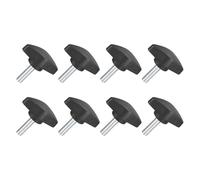 sourcing map 8Pcs Tee Wing Knobs Thumb Screws, M6 x 20mm Clamping Screw Knob Male Thread Carbon Steel T Shaped Thumb Screws Handle 36mm Dia. for Hand Tightening Knob Replacement, Black