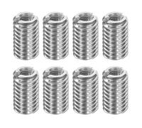 sourcing map 8Pcs Threaded Insert, Stainless Steel M3-0.5 Female to M6-1 Male Repair Nut 10mm Long Thread Adapters Sleeve Reducing Nut Thread Repair Screw for Hardwoods Softwoods