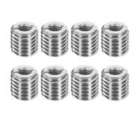 sourcing map 8Pcs Threaded Insert, Stainless Steel M6-1 Female to M12-1.75 Male Repair Nut 12mm Long Thread Adapters Sleeve Reducing Nut Thread Repair Screw for Hardwoods Softwoods