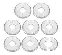 sourcing map 8pcs Wall Split Flange 26.5mm/1" Self-Adhesive Plumbing Cover Plates ABS Plastic Round Escutcheon Plate Buckle Design for Water Pipe Bathroom Kitchen Decoration, Silver Tone