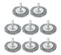 sourcing map 8pcs Wire Brush for Drill 2" Dia. Abrasive Wire Wheel 1/4" Hex Shank Carbon Steel Cup Brush Coarse Crimped Drill Attachment for Cleaning Rust Paint Abrasive