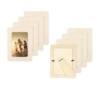 sourcing map 8Pcs Wood Frame,Paintable DIY Photo Frames 7.5 x 5.5 Inch Small Standing Unfinished Picture Frames Bulk for Crafts Wedding Birthday Party Home Decoration Anniversaries Christmas