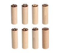 sourcing map 8pcs Wood Pottery Tools Stamps 0.6" Dia 2" Length Wooden Natural Clay Pottery Stamps Set Floral Pattern for Cookie Cake Dessert