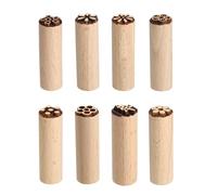 sourcing map 8pcs Wood Pottery Tools Stamps 0.6" Dia 2" Length Wooden Natural Clay Pottery Stamps Set Pine 7 Floral Pattern for Cookie Cake Dessert