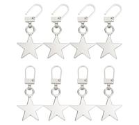 sourcing map 8Pcs Zipper Pull Replacement, 1-3/4 x 13/16 Star Detachable Tiny Zipper Replacement Slider for Sewing Bags, Coats, Jackets, Closed-End Pulls Replacing, Silver
