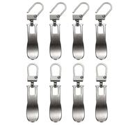 sourcing map 8Pcs Zipper Pull Replacement, 1-3/4 x 3/8 Wave Detachable Tiny Zipper Replacement Slider for Sewing Bags, Coats, Jackets, Closed-End Pulls Replacing, Gray