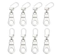 sourcing map 8Pcs Zipper Pull Replacement, 1-9/16 x 3/8 Pendant Detachable Tiny Zipper Replacement Slider for Sewing Bags, Coats, Jackets, Closed-End Pulls Replacing, Silver