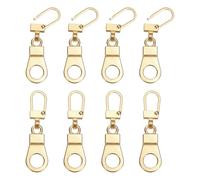sourcing map 8Pcs Zipper Pull Replacement, 1-9/16 x 3/8 Pendant Detachable Tiny Zipper Replacement Slider for Sewing Bags, Coats, Jackets, Closed-End Pulls Replacing, Gold