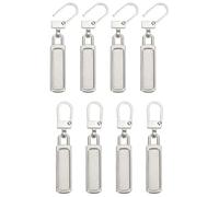 sourcing map 8Pcs Zipper Pull Replacement, 2 x 3/8" Rectangle Detachable Tiny Zipper Replacement Slider for Sewing Bags, Coats, Jackets, Closed-End Pulls Replacing, Silver