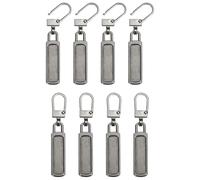 sourcing map 8Pcs Zipper Pull Replacement, 2 x 3/8" Rectangle Detachable Tiny Zipper Replacement Slider for Sewing Bags, Coats, Jackets, Closed-End Pulls Replacing, Gray