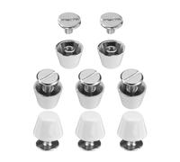 sourcing map 8set Flat Head Stud Spike 10mm Metal Purse Feet Handbag Nail Head Stud Flat Buckle Button Cap Cone Rivets Bucket Spike Tool Set for DIY Leather Craft, White