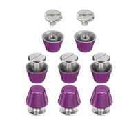 sourcing map 8set Flat Head Stud Spike 10mm Metal Purse Feet Handbag Nail Head Stud Flat Buckle Button Cap Cone Rivets Bucket Spike Tool Set for DIY Leather Craft, Purple Red