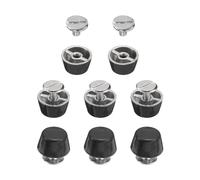 sourcing map 8set Flat Head Stud Spike 12mm Metal Purse Feet Handbag Nail Head Stud Flat Buckle Button Cap Cone Rivets Bucket Spike Tool Set for DIY Leather Craft, Gloss Black