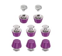 sourcing map 8set Flat Head Stud Spike 12mm Metal Purse Feet Handbag Nail Head Stud Flat Buckle Button Cap Cone Rivets Bucket Spike Tool Set for DIY Leather Craft, Purple Red