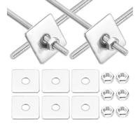 sourcing map 8Set M3x60mm Fully Threaded Rod, 304 Stainless Steel Threaded Rods Bar Studs Right Hand Threads with Nut Square Washer for Structural Anchoring Fastening Screw