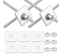 sourcing map 8Set M3x75mm Fully Threaded Rod, 304 Stainless Steel Threaded Rods Bar Studs Right Hand Threads with Nut Square Washer for Structural Anchoring Fastening Screw