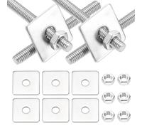 sourcing map 8Set M4x45mm Fully Threaded Rod Threaded Rods Bar Studs | 304 Stainless Steel Right Hand Threads with Nut Square Washer for Structural Anchoring Fastening Screw