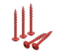sourcing map #8x1-1/2" Pocket Hole Screws, 100pcs Square Drive Self Tapping Wood Screws with Red Coated for Woodworking