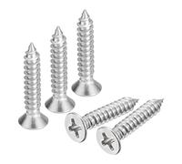 sourcing map #8x1" Flat Head Sheet Metal Screws, 50pcs Phillips Drive Wood Screws 304 Stainless Steel Self Tapping Screws