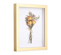 sourcing map 8x10 Inch Shadow Box Display Frame, 2cm Deep Photo Shadow Box Plastic Display Case Wall Mount & Tabletop Display for DIY Photos Flowers Memorabilia Wedding Birthday, Gold