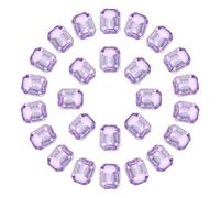 sourcing map 8x10MM Octagon Rectangle Rhinestones, 100 Pcs Crystal Faceted Rhinestones with Silver Plated Glass Gems for Crafts (Light Purple)