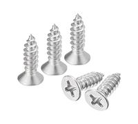 sourcing map #8x5/8" Flat Head Sheet Metal Screws, 200pcs Phillips Drive Wood Screws 304 Stainless Steel Self Tapping Screws