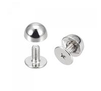 sourcing map 8x5mm Screw Back Rivets Solid Round Head Leather Studs Spike Silver Tone 10 Sets