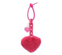 sourcing map 9.1" Heart Plush Keychain, Artificial Rabbit Hair Faux Fur Pompom Fluffy Bag Charm for Car Keyring, Purse Backpack Hand Bag Decorations, Handbag Buckle, Strawberry Red