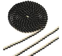 sourcing map 9.14M Gimp Braid Trim, 10mm Polyester Woven Braid Ribbon, Gold Metallic Twist Lace Trimming Edge for DIY Sewing Craft Clothing Curtain Hat Bag Wedding Dress, Black/White