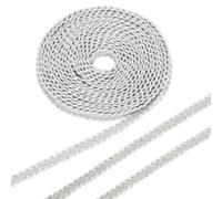 sourcing map 9.14M Gimp Braid Trim, 6 mm Polyester Woven Braid Ribbon, Fabric Twist Lace Trimming Edge for DIY Sewing Craft Clothing Curtain Hat Bag Wedding Dress, White/Sliver