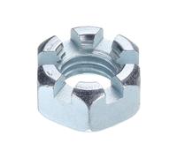 sourcing map 9/16"-12 Hexagon Slotted Nut, Grade 6.8 Zinc-Plated Carbon Steel Hex Nuts Good for Machinery Repairing, Silver, 1Pcs