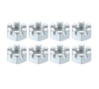 sourcing map 9/16-18 UNF Hexagon Slotted Nut, Grade 6.8 Zinc-Plated Carbon Steel Hex Nuts Good for Machinery Repairing, Silver, 8Pcs