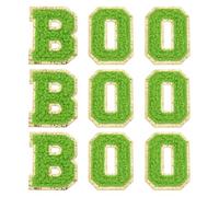sourcing map 9 Pcs Chenille Letter Patches, 2.1" Self Adhesive Halloween Iron on Letter Patches Sew on Alphabet Embroidered Appliques for DIY Clothes Halloween Decoration, Green