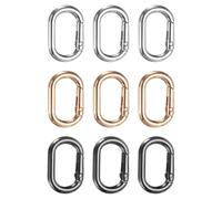 sourcing map 9 Pcs Spring O Rings Oval Metal Clips 1.2 Inch Spring Key Ring Buckle Clasps Connector Accessories for Bags Handbags Luggage Purse Hardware Keychain DIY Crafts, Gold/Silver/Black