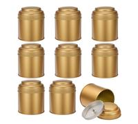 sourcing map 9 Pcs Tea Tins Canister with Airtight Double Lids, 8 oz Small Round Tin Can Box, Kitchen Canister Containers for Loose Tea Coffee Candy Spices, Bronze Gold
