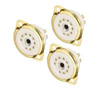 sourcing map 9 pins PCB Tube Socket Ceramics, Vacuum Tube Protect Tube Pin Socket, White Plated Suitable for 12AX7, 12AU7 Tube Pack of 3，GZC9-F-G