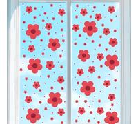 sourcing map 9 Sheets Flowers Window Stickers Wall Decals, PVC Peel and Stick Circles Decals Window Clings Graphic Decals Stickers for Bedroom Nursery Playroom Classroom Decors, Coral Pink