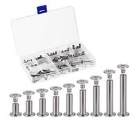 sourcing map 9 Sizes Phillips Screw Post Fit for 3/16"(5mm) Hole Dia, Male M4x5mm Binding Bolts Leather Album Fastener Kit Silver Tone 90 Sets