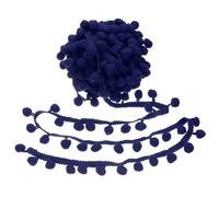 sourcing map 9 Yards Pom Pom Trim Ribbon, 1" Wide Dark Blue Pom Pom Ball Fringe Trim Sewing Fringe Fabric Trim Ribbon for DIY Crafts Curtain Clothes Pillow Home Decoration